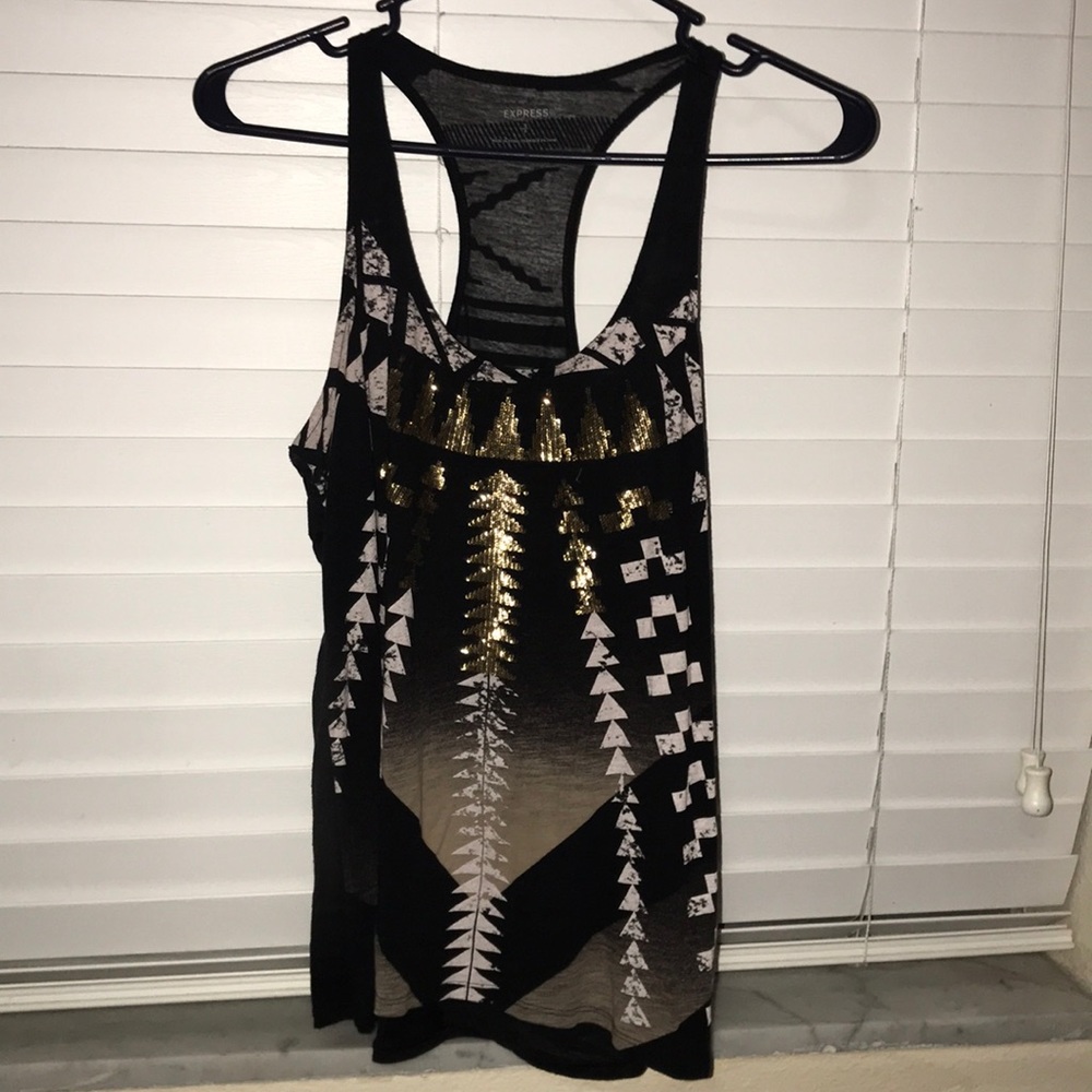Express black burnout racer back tank.